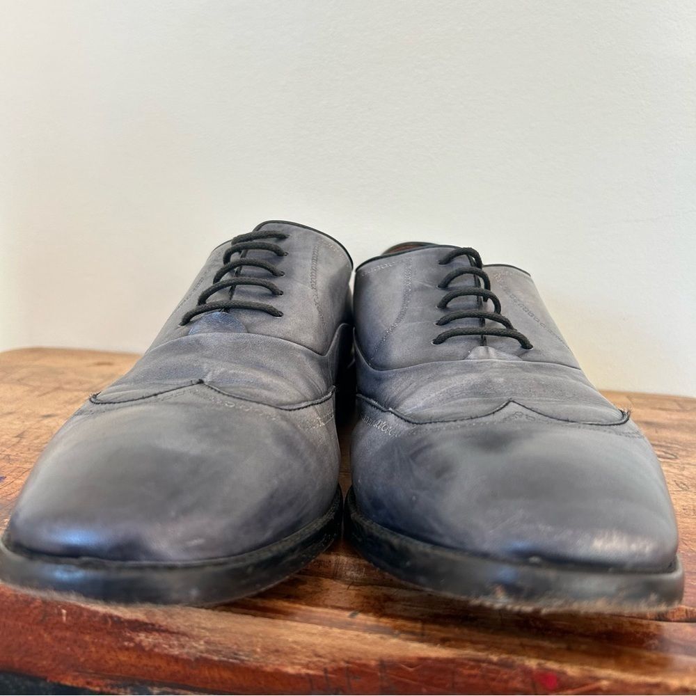 John Varvatos Blue Gray Oxford Derby Leather Formal Dress Shoes Men's 13 - Picture 3 of 11